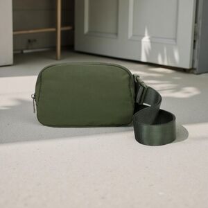Adelaides Water Repellent nylon belt fanny bag  available in green,wine,caramel